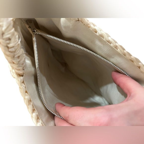 Vintage 60’s 70s bohemian Straw Suede Leaf purse | vintage straw Handbag tote - Picture 8 of 10